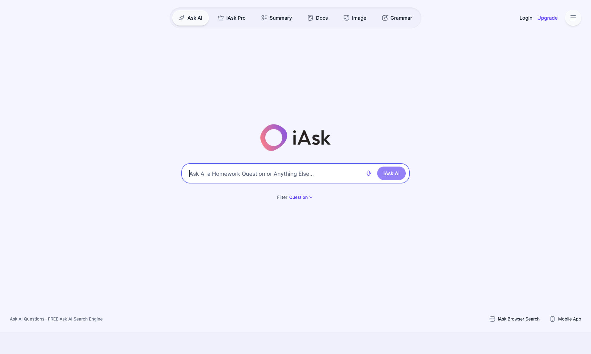 iAsk AI Homepage