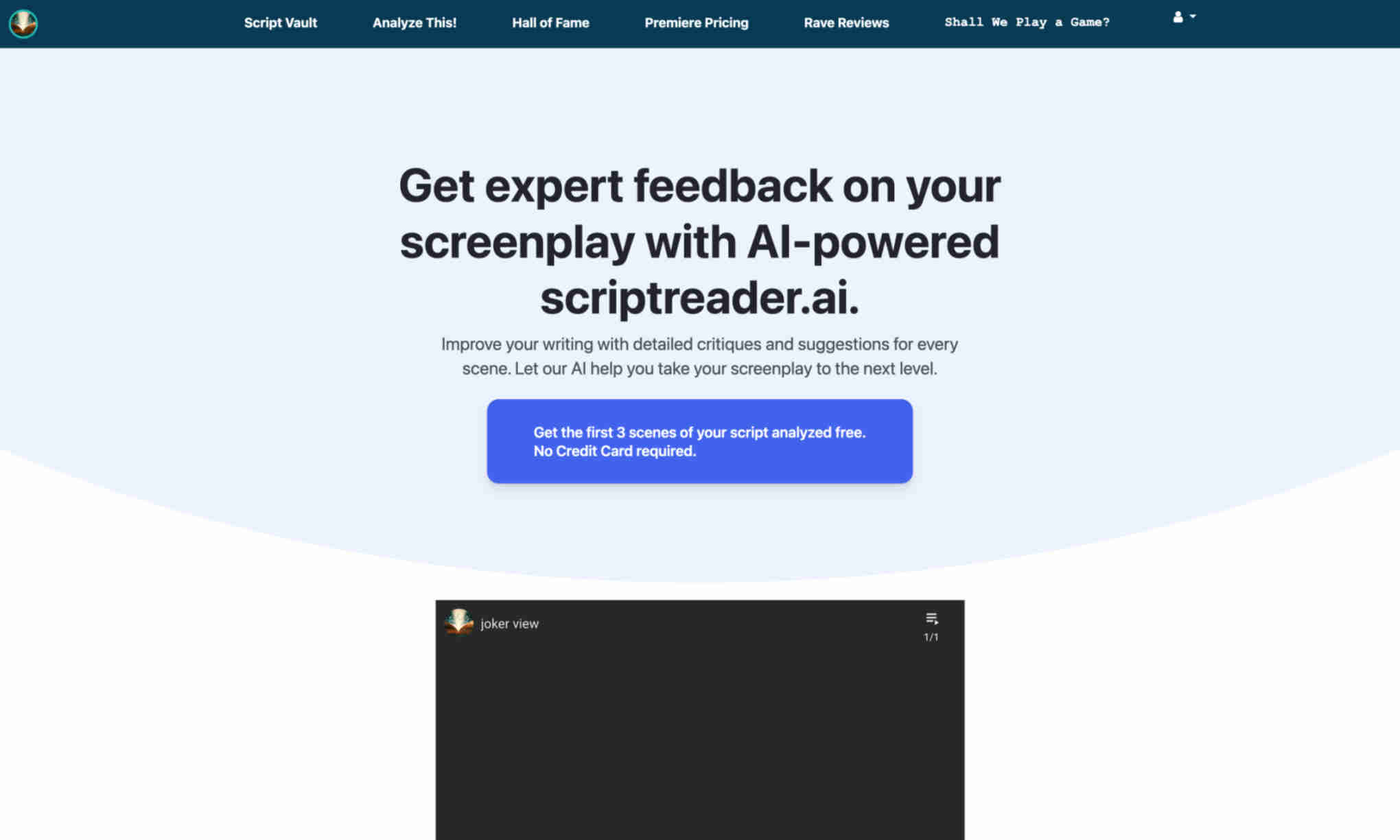 scriptreader.ai Homepage